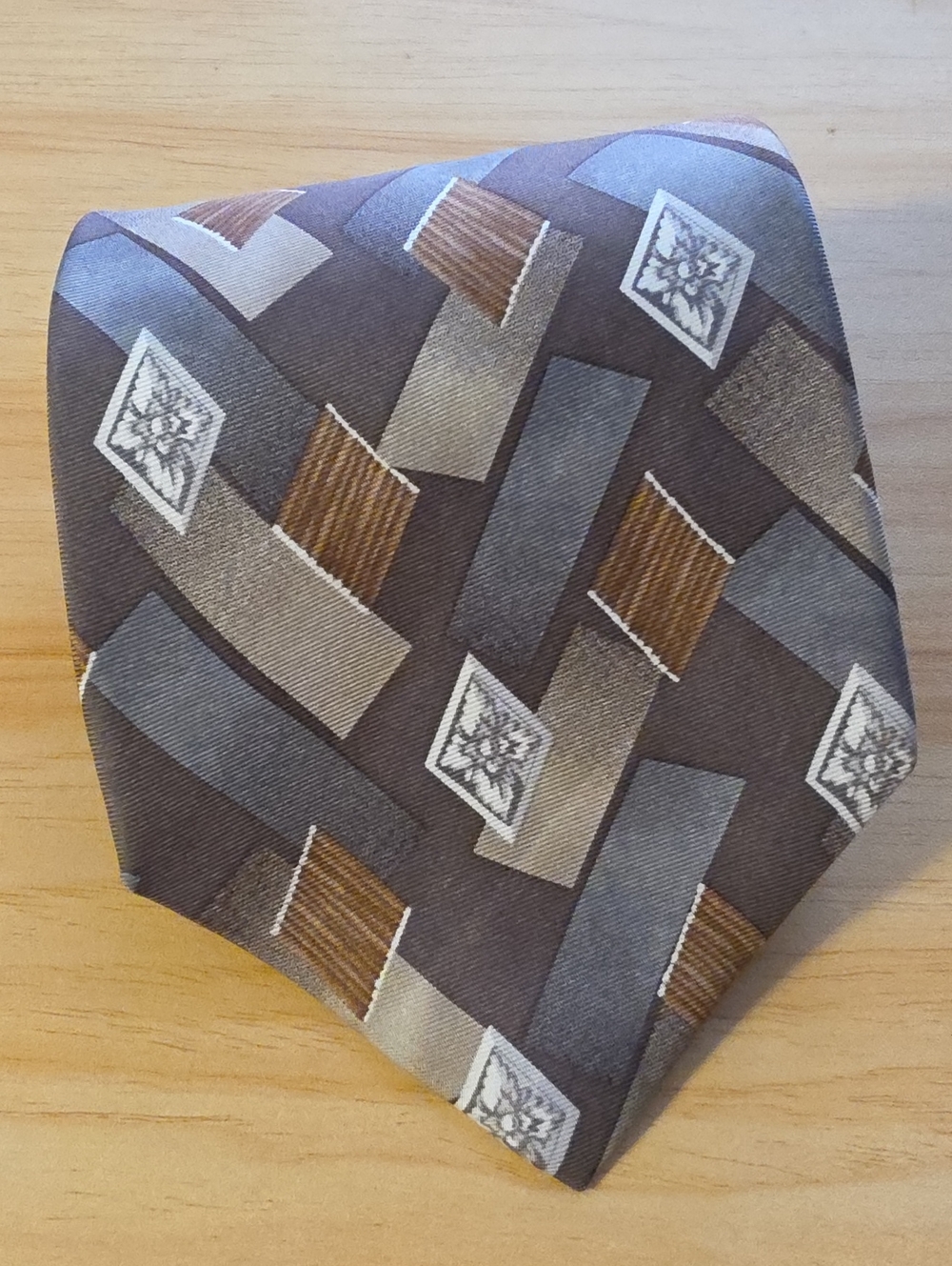 Pierre Cardin Brown and Gray Geometric Tie